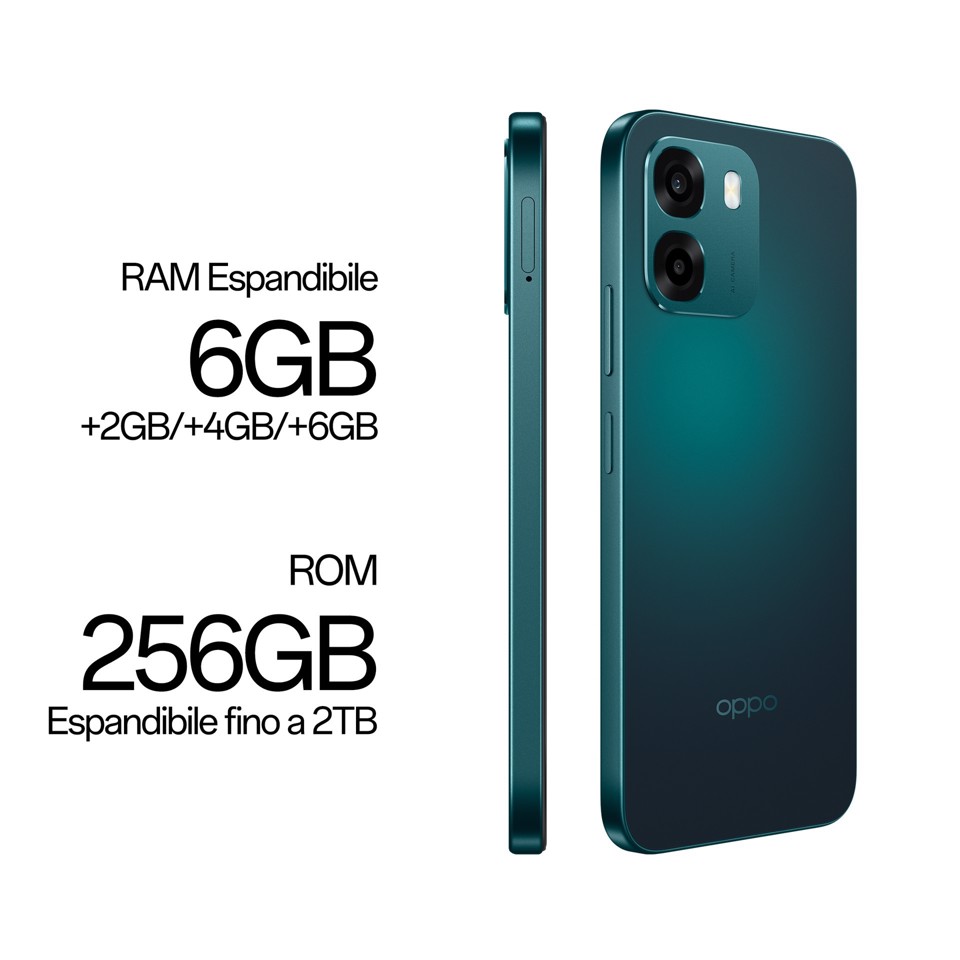 OPPO A6 5G AI Smartphone, doppia fotocamera 50MP+2, Selfie 8MP, Display 6.75” 120HZ IPS HD+, 6550mAh, RAM 6GB(Esp2GB/4GB/6GB)+ROM 256GB [Versione Italia], Sapphire Black