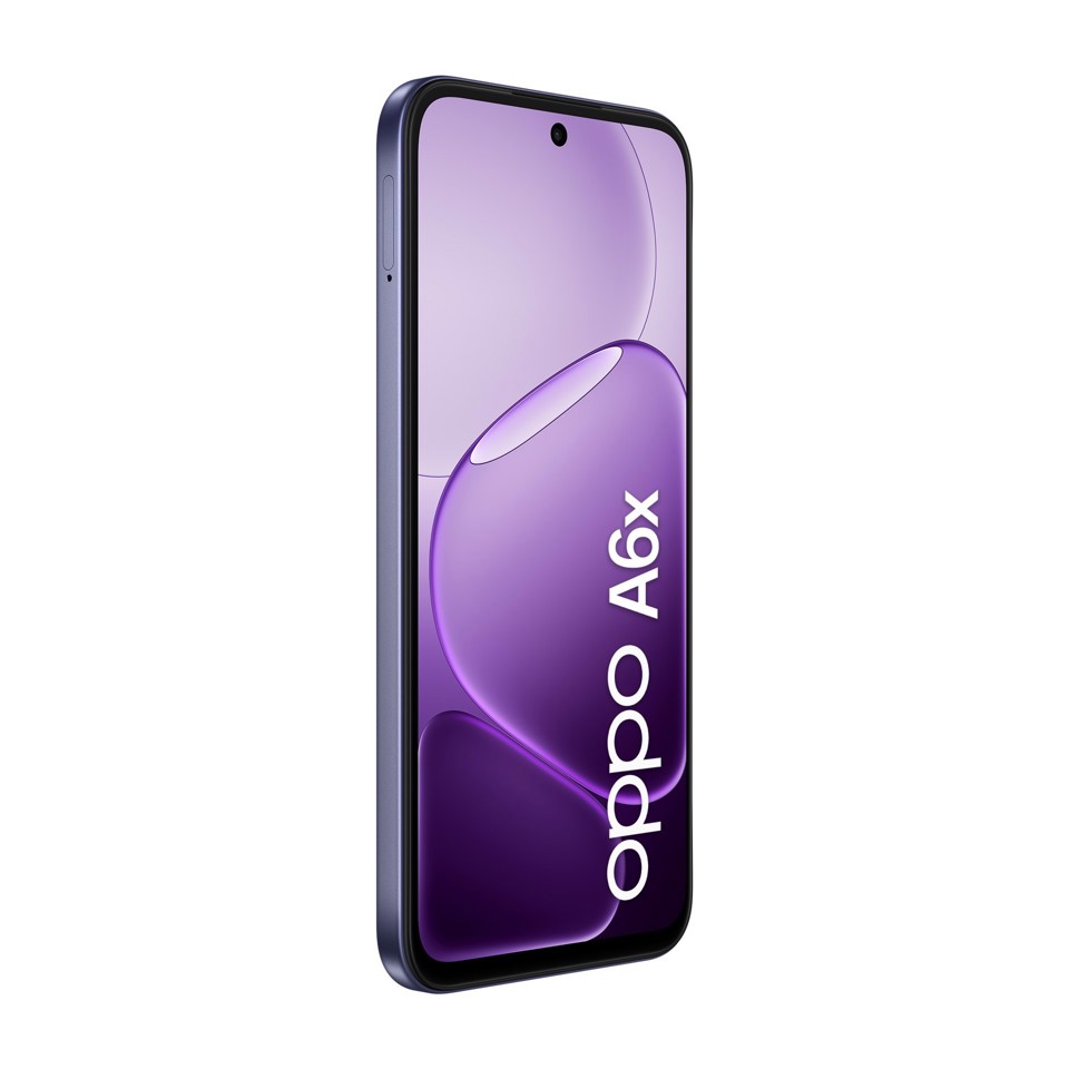 OPPO A6x AI Smartphone, doppia fotocamera 13MP+QVGA, Selfie 5MP, Display 6.75” 120HZ IPS HD+, 6100mAh, RAM 4GB(Esp1GB/2GB/4GB)+ROM 256GB [Versione Italia], Black Purple