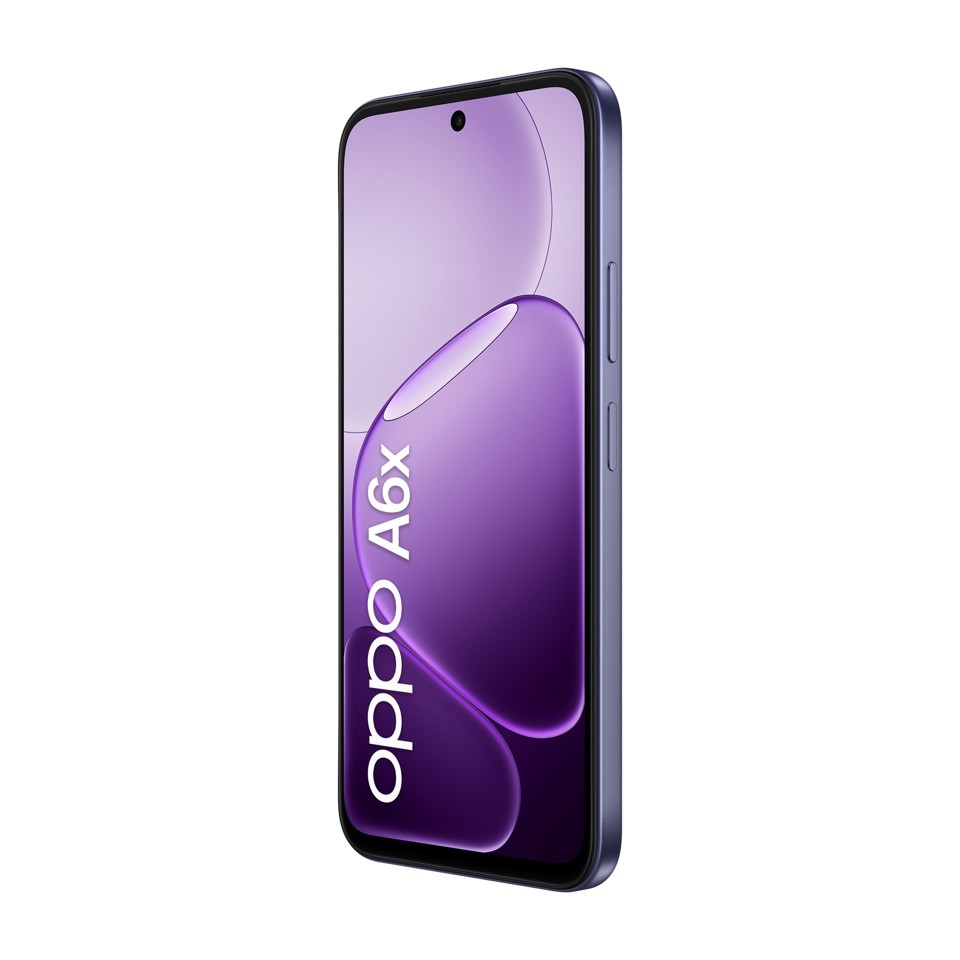 OPPO A6x AI Smartphone, doppia fotocamera 13MP+QVGA, Selfie 5MP, Display 6.75” 120HZ IPS HD+, 6100mAh, RAM 4GB(Esp1GB/2GB/4GB)+ROM 256GB [Versione Italia], Black Purple