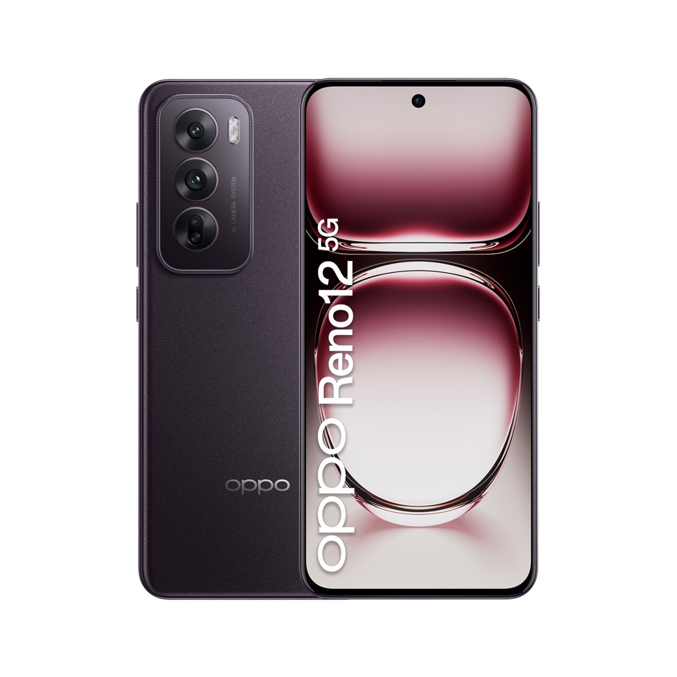 OPPO Reno12 5G AI Smartphone, Tripla fotocamera 50+8+2MP, Selfie 32MP, Display 6.7” 120HZ AMOLED FHD+, 5000mAh, RAM 24 GB (12+12) + ROM 256GB, [Versione Italia], Black Brown