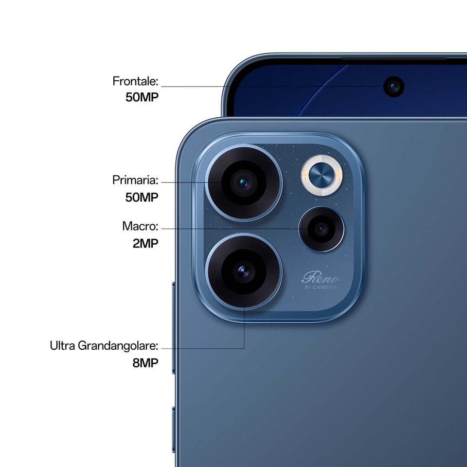 OPPO Reno15 FS 5G AI Smartphone, Tripla fotocamera 50+8+2MP, Selfie 50MP, Display 6.57” 120HZ AMOLED FHD+, 6500mAh, RAM 8GB(Esp2GB/4GB/8GB)+ROM 512GB [Versione Italia], Twilight Black
