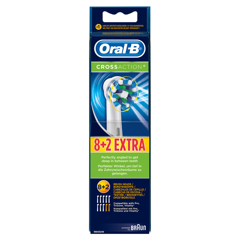 Oral-B CrossAction Testine di ricambio per spazzolino 8 + 2 Extra