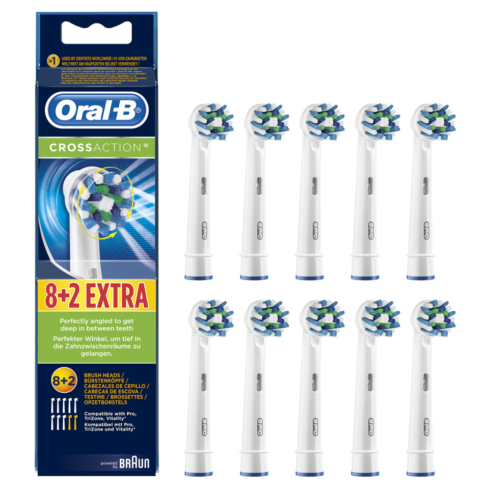Oral-B CrossAction Testine di ricambio per spazzolino 8 + 2 Extra