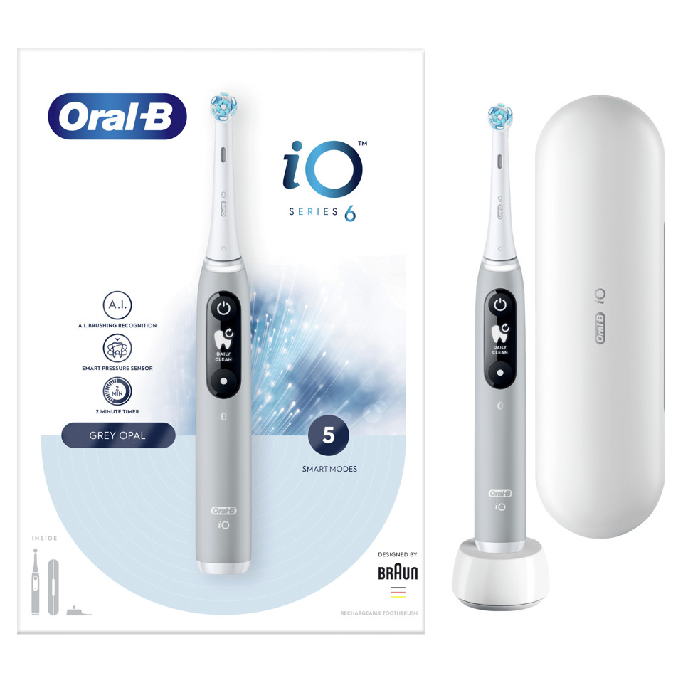 Oral-B iO Series 6 80351524 spazzolino elettrico Adulto Spazzolino a vibrazione Grigio