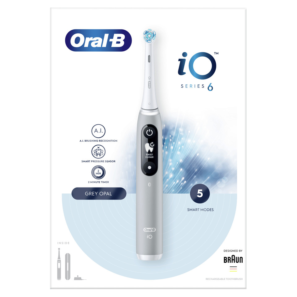 Oral-B iO Series 6 80351524 spazzolino elettrico Adulto Spazzolino a vibrazione Grigio
