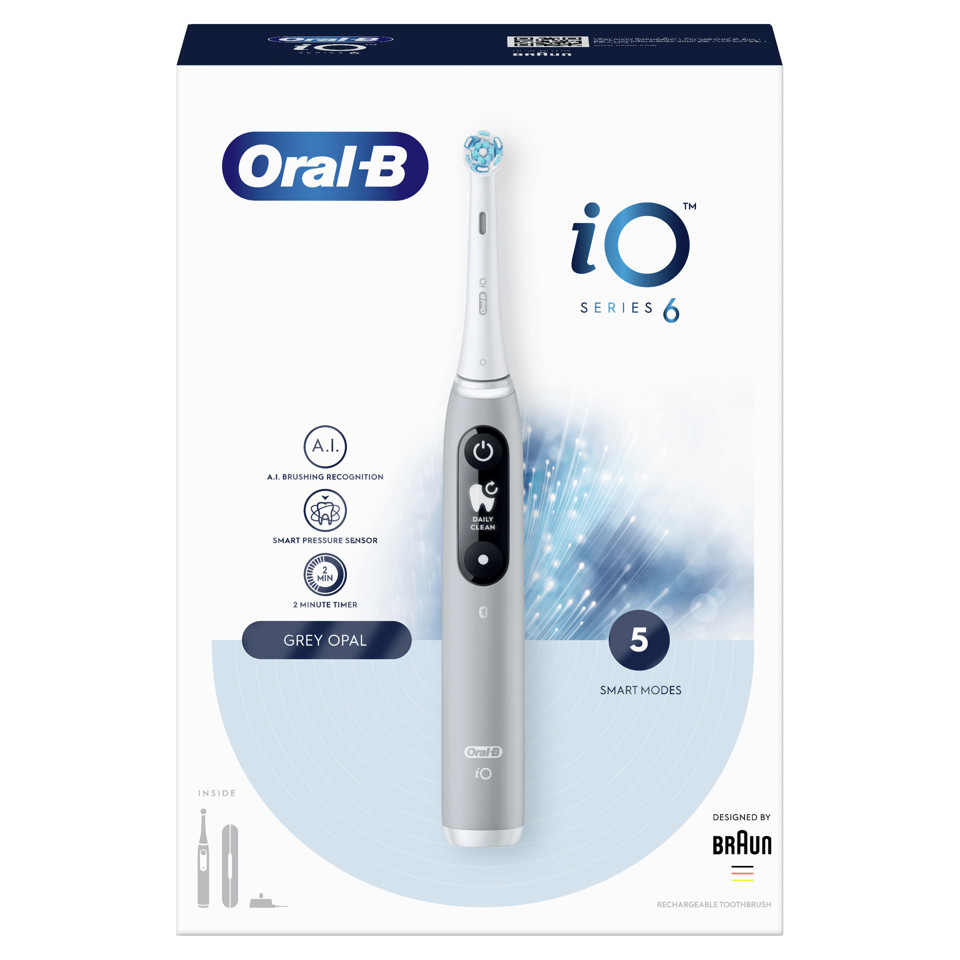 Oral-B iO Series 6 80351524 spazzolino elettrico Adulto Spazzolino a vibrazione Grigio