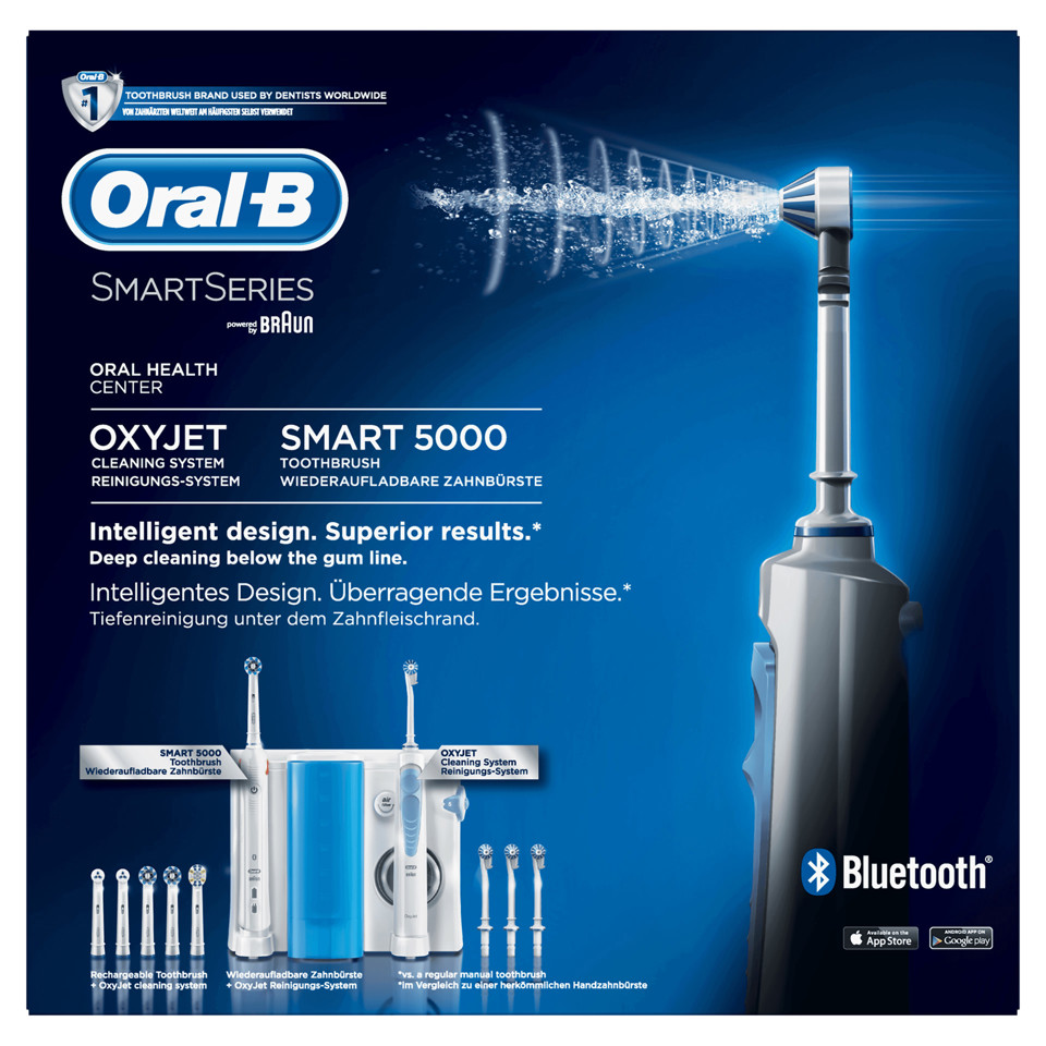 Oral-B Oral Center Spazzolino Elettrico Smart 5000 e Idropulsore Oxyjet + 4 testine