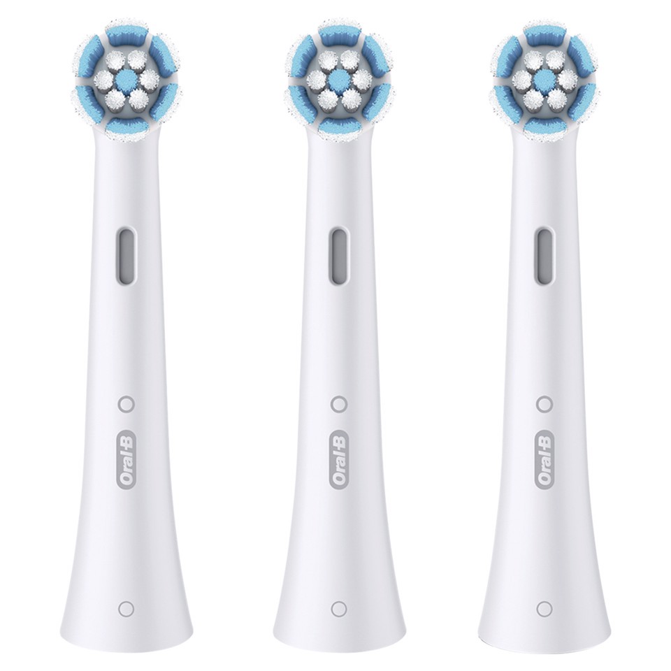 Oral-B Testine di Ricambio iO Gentle Care, testine rotonde originali, setole angolate per una rimozione più profonda della placca, testina più morbida, adatte a gengive sensibili, 3