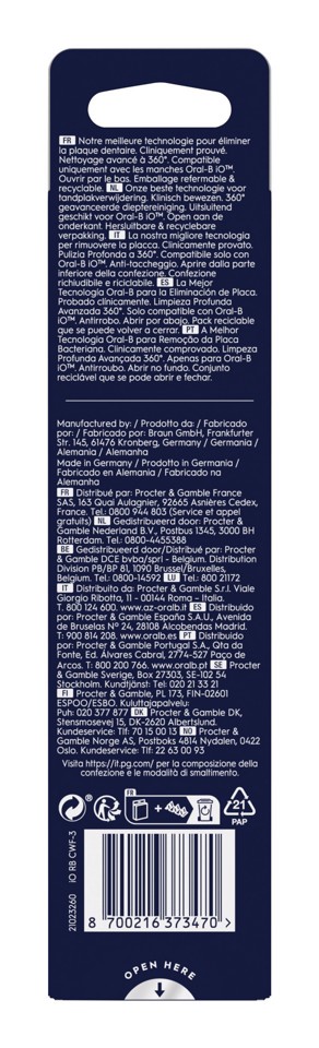 Oral-B Testine di Ricambio iO Series Ultimate Clean, Testine Rotonde Originali, Setole CrissCross per pulizia e rimozione della placca avanzate e in profondità. 3 Testine