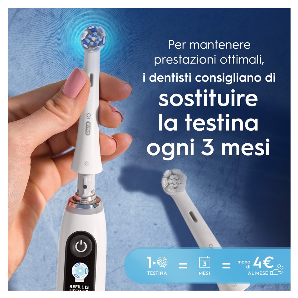Oral-B Testine di Ricambio iO Series Ultimate Clean, Testine Rotonde Originali, Setole CrissCross per pulizia e rimozione della placca avanzate e in profondità. 3 Testine