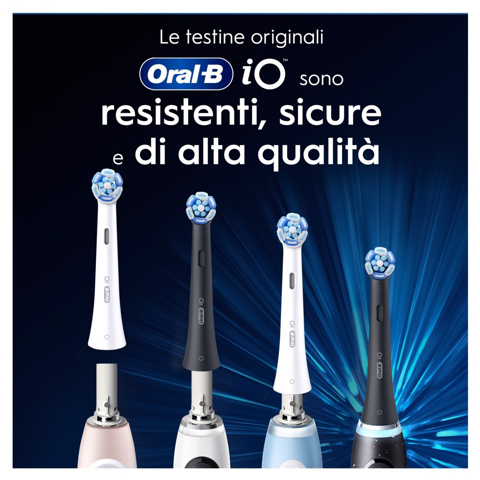 Oral-B Testine di Ricambio iO Series Ultimate Clean, Testine Rotonde Originali, Setole CrissCross per pulizia e rimozione della placca avanzate e in profondità. 3 Testine