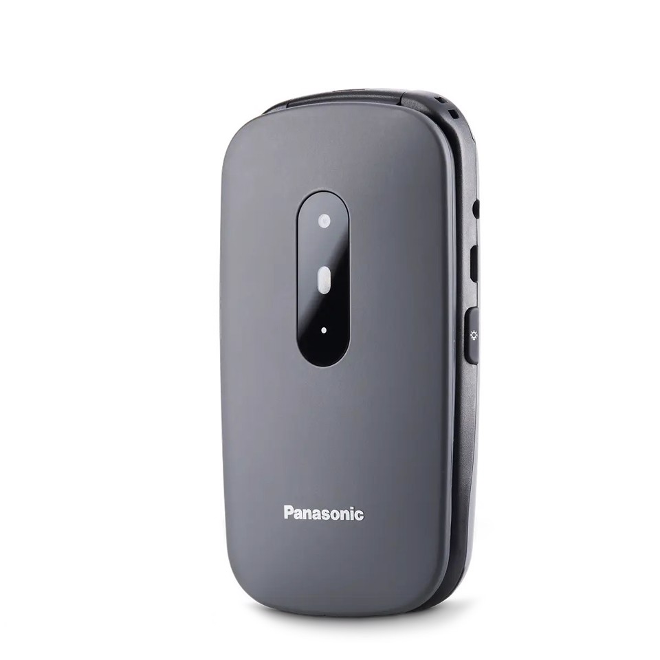 Panasonic KX-TU446EXG - Telefono per anziani a conchiglia, facile da usare, display leggibile, grigio