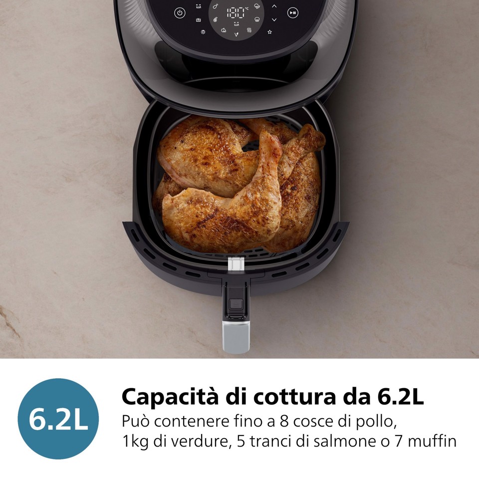 Philips 3000 series NA332/00 Airfryer 6.2 L, Friggitrice ad aria 16 in 1, App ricettario