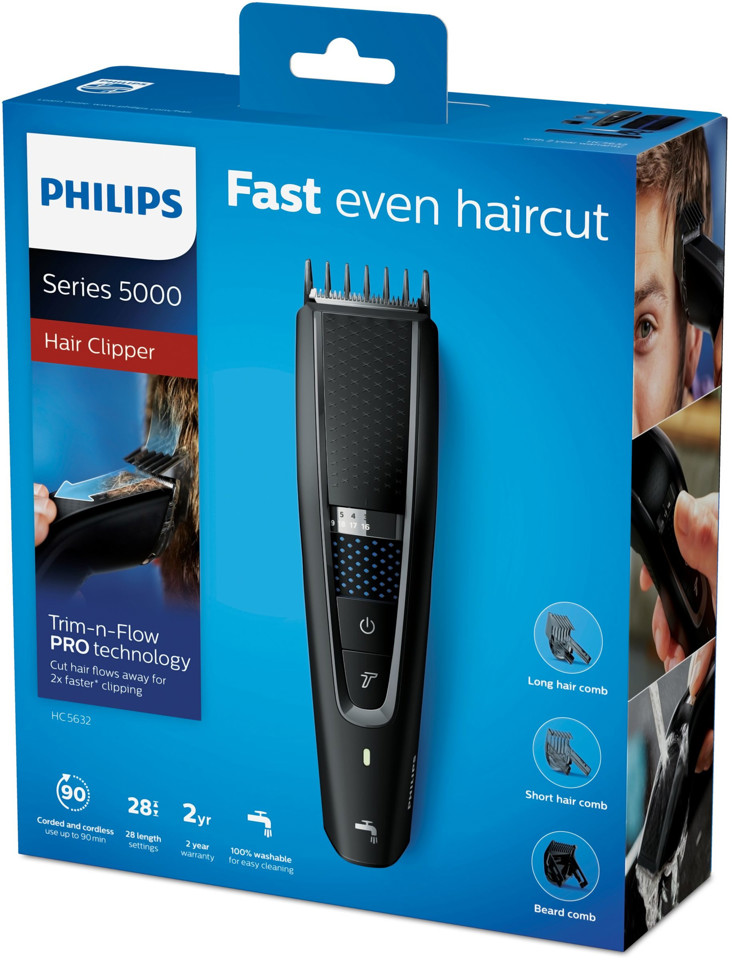 Philips 5000 series Tecnologia Trim-n-Flow PRO Regolacapelli lavabile HC5632/15