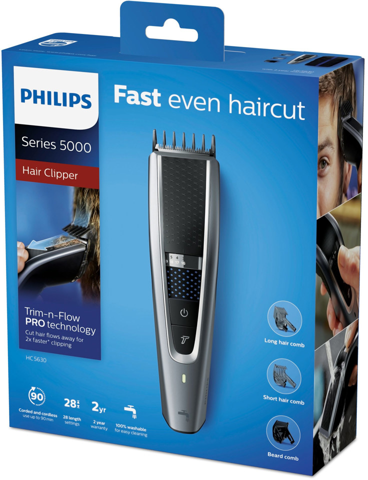 Philips 5000 series Tecnologia Trim-n-Flow PRO Regolacapelli lavabile