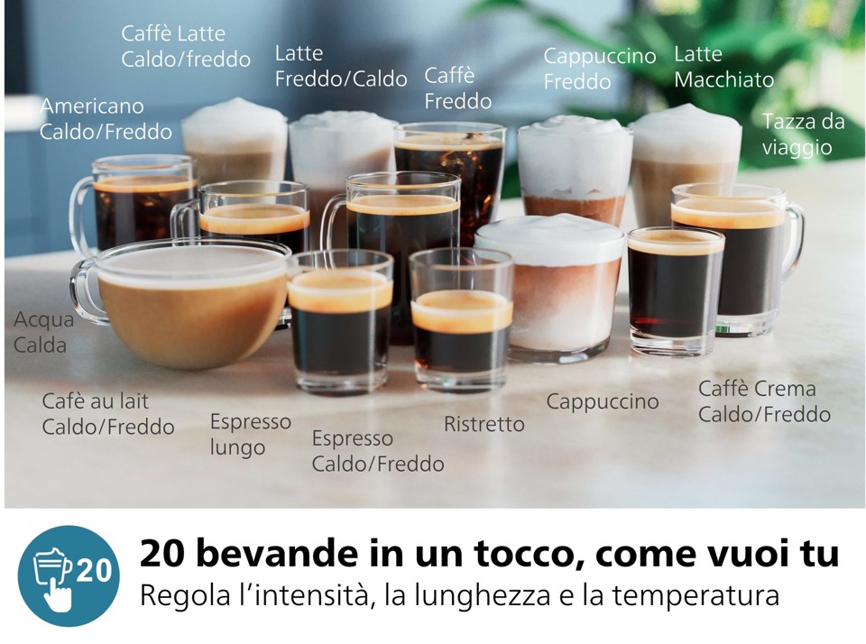 Philips 5500 series LatteGo EP5547/90 Macchina caffè automatica, 20 bevande, cappuccinatore, 1.8 L, macine in ceramica