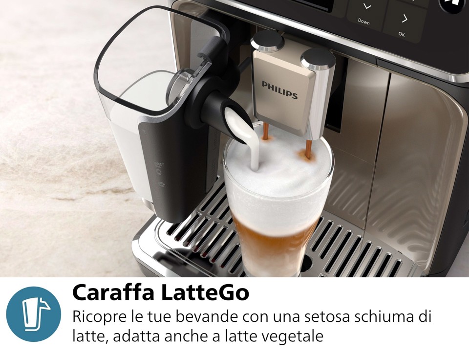 Philips 5500 series LatteGo EP5547/90 Macchina caffè automatica, 20 bevande, cappuccinatore, 1.8 L, macine in ceramica