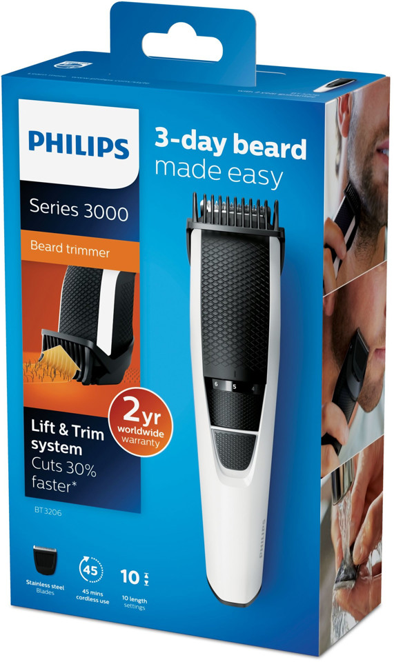 Philips BEARDTRIMMER Series 3000 Rifinitore per barba con impostazioni di precisione da 1mm