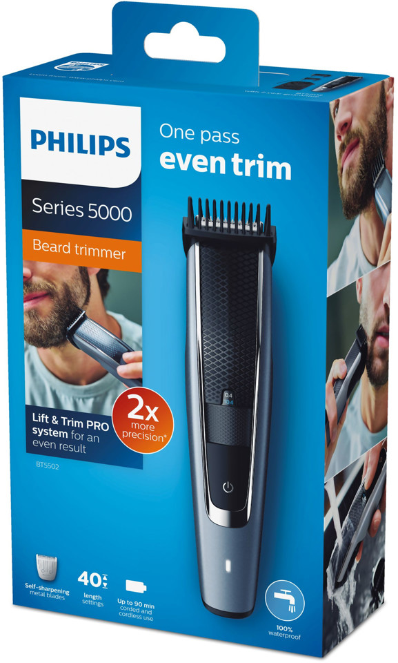 Philips BEARDTRIMMER Series 5000 Rifinitore per barba con impostazioni di precisione da 0,2 mm