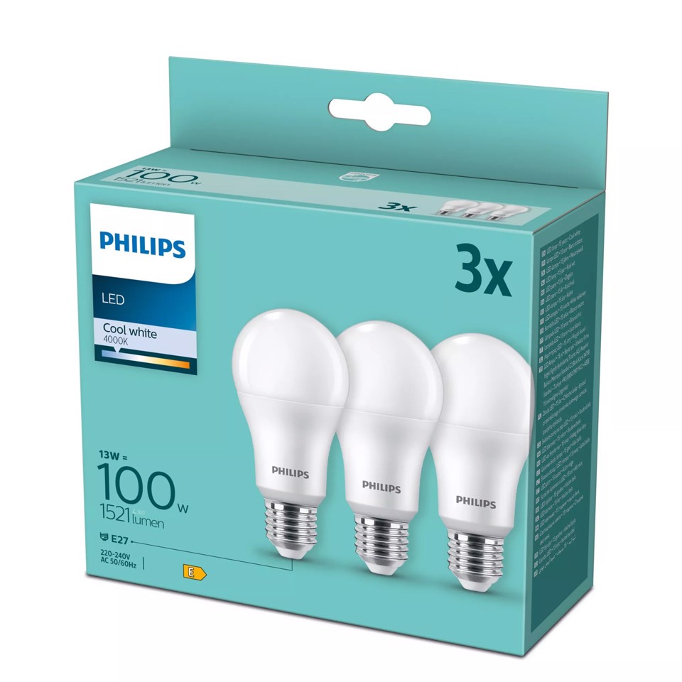 Philips Lampadina 100 W A67 E27 x3