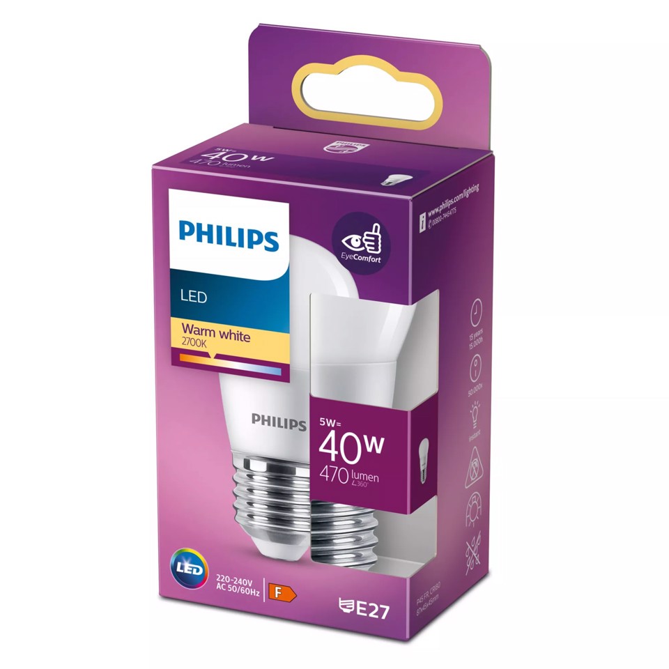 Philips Lampadina candela 40 W P45 E27