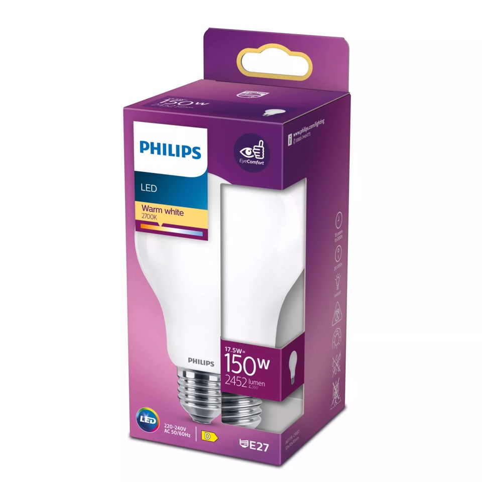 Philips Lampadina smerigliata a filamento - 150 W A67 E27