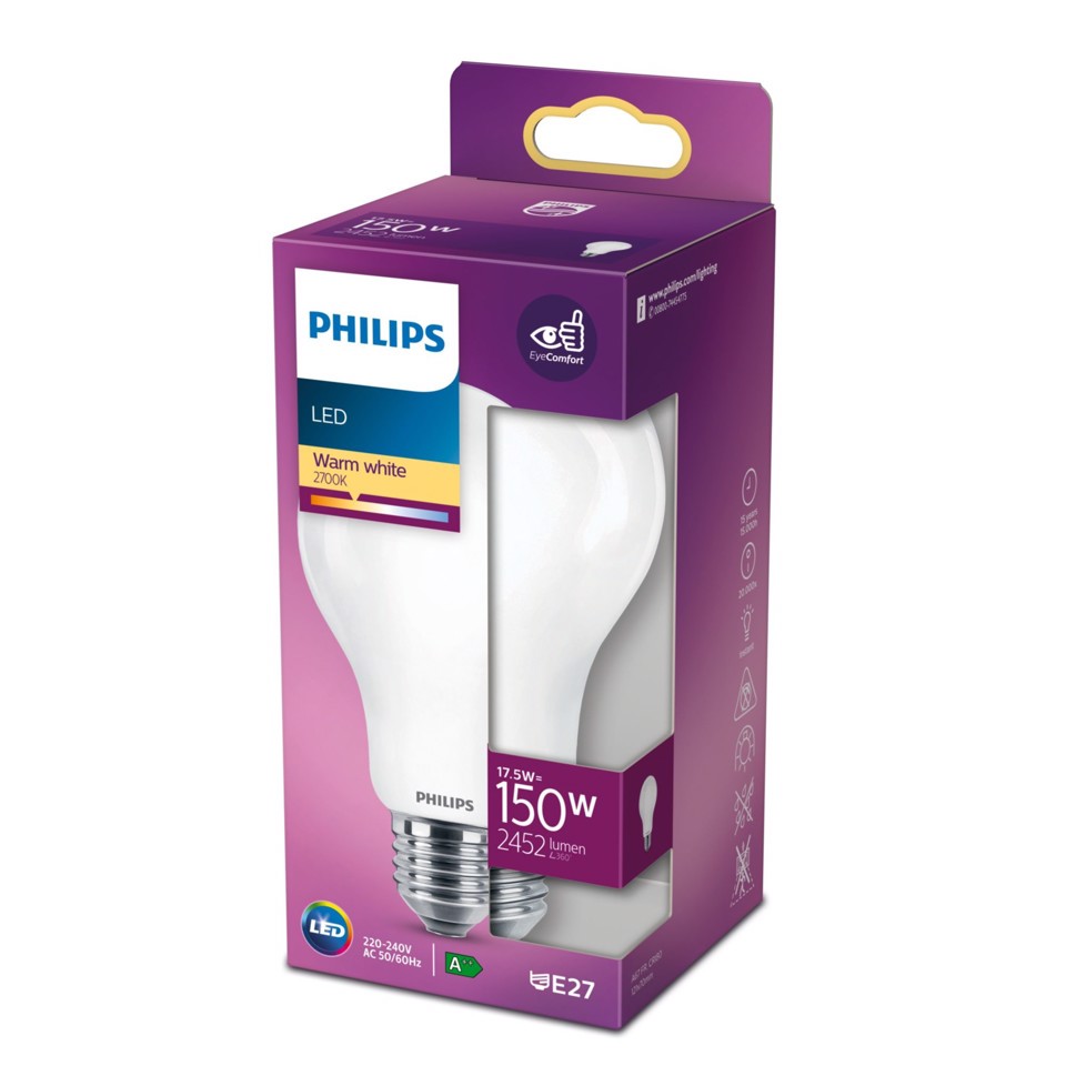 Philips Lampadina smerigliata a filamento - 150 W A67 E27