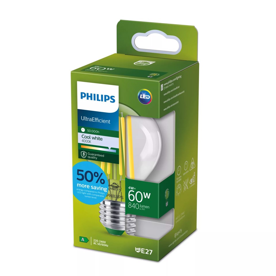 Philips Lampadina trasparente a filamento 60 W A60 E27