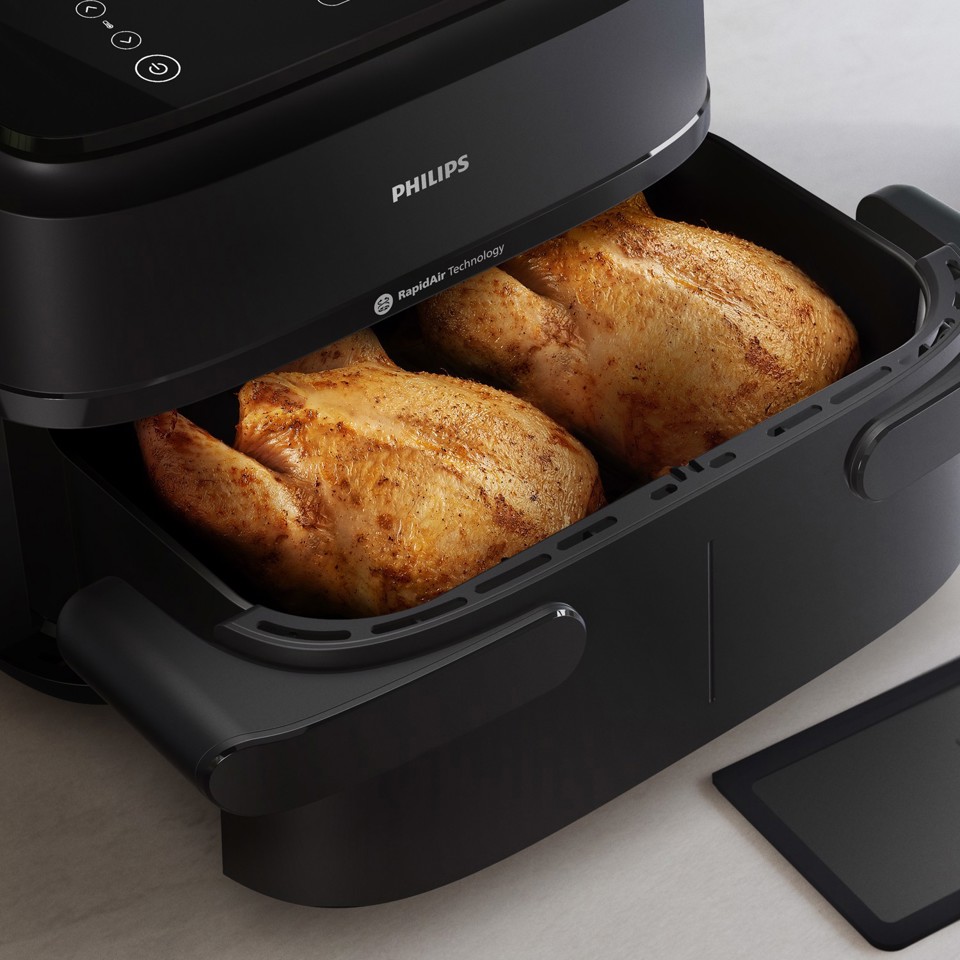Philips Serie 1000 Airfryer con cestello flessibile/doppio, friggitrice ad aria da 7.1L, 10 metodi di cottura, App per ricette NA150/00