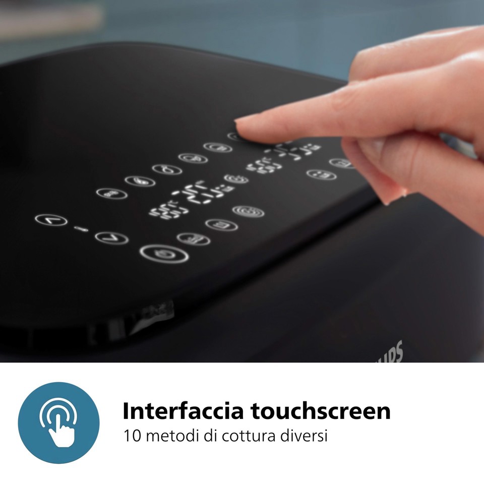 Philips Serie 1000 Airfryer con cestello flessibile/doppio, friggitrice ad aria da 7.1L, 10 metodi di cottura, App per ricette NA150/00