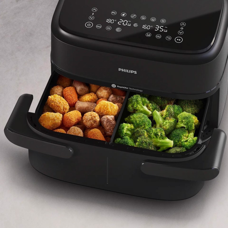 Philips Serie 1000 Airfryer con cestello flexi, Friggitrice ad aria 7.1L, 10 metodi di cottura, App per ricette NA150/00