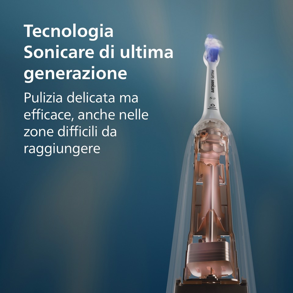 Philips Sonicare serie 5300 Sonicare Spazzolino elettrico sonico con base di ricarica e sensore di pressione colore bianco HX7108/02