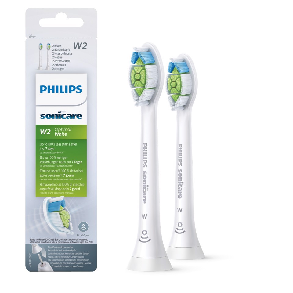Philips Sonicare W2 Optimal White W2 Optimal White HX6062/10 2x Testine bianche per spazzolino sonico