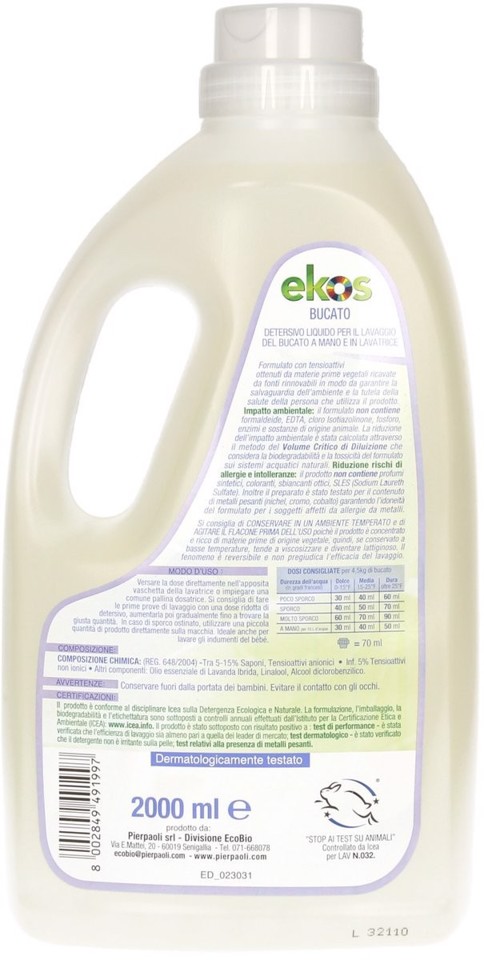 Pierpaoli 549199 detersivo per bucato Universale Lavatrice 2000 ml