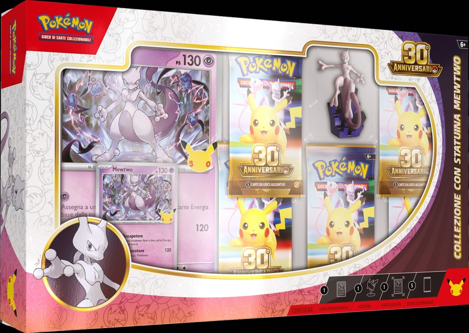 Pokémon 30° Anniversario - Collezione con Statuina Mew & Mewtwo