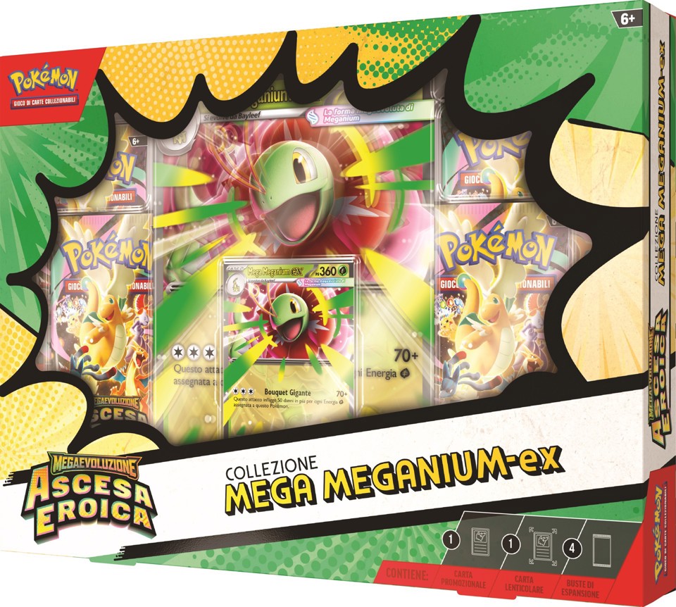 Pokémon Collezione Mega Emboar-EX, Mega Feraligatr-EX e Mega Meganium-EX dell'Espansione Megaevoluzione - Ascesa Eroica