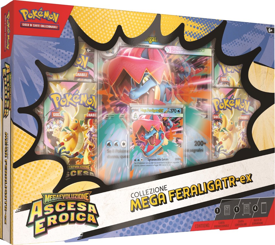 Pokémon Collezione Mega Emboar-EX, Mega Feraligatr-EX e Mega Meganium-EX dell'Espansione Megaevoluzione - Ascesa Eroica