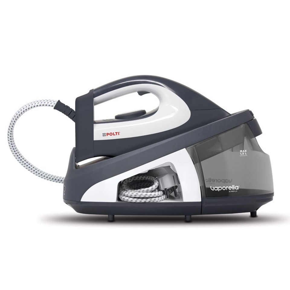 Polti Vaporella Simply VS10.12 Stazione da stiro a vapore azionata da pompa 2200 W 1,5 L Piastra in Ceramica Nero, Grigio, Bianco