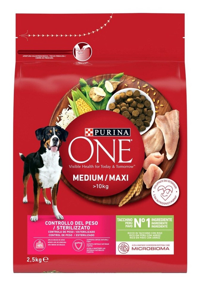 Purina ONE 12370117 Cibo secco Riso e Tacchino per cane Adulto Sterilizzato 2,5 kg
