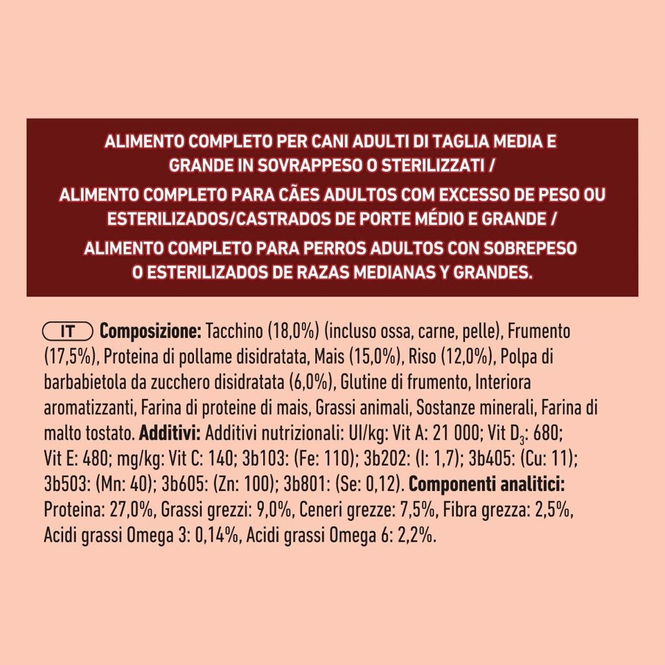 Purina ONE 12370117 Cibo secco Riso e Tacchino per cane Adulto Sterilizzato 2,5 kg