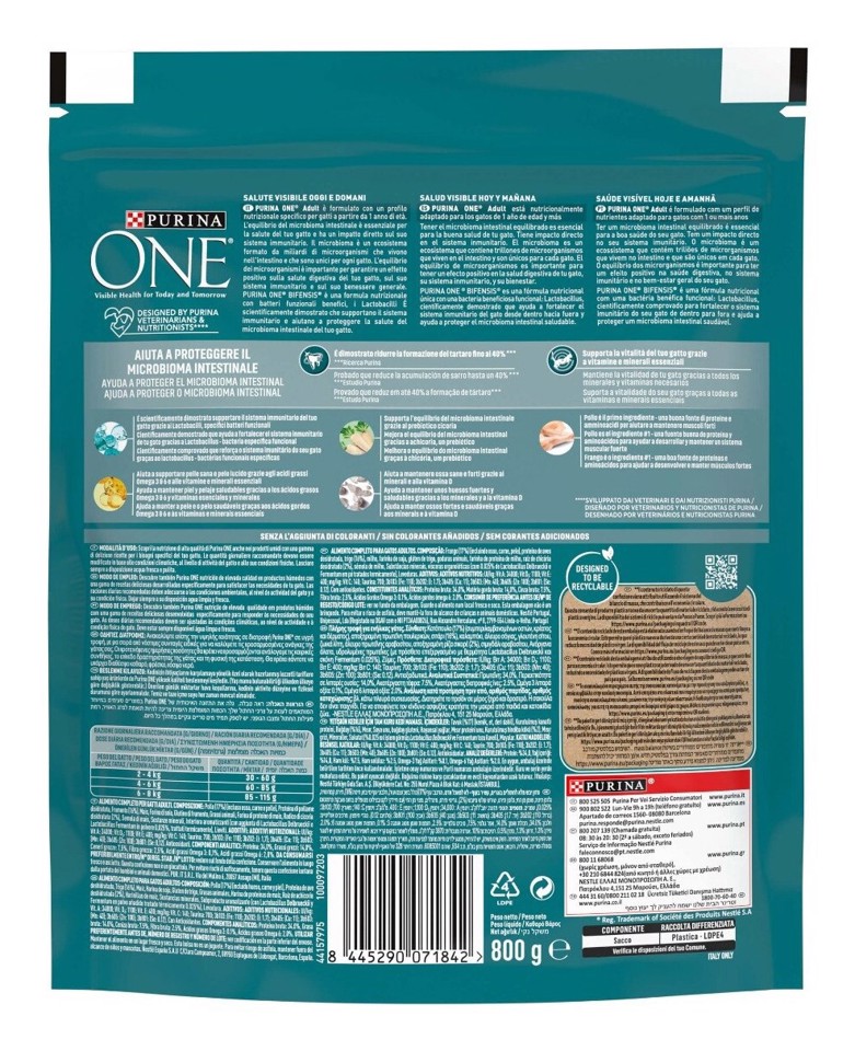 Purina ONE 12505695 Bifensis cibo secco per gatto Adulto Pollo 800 g