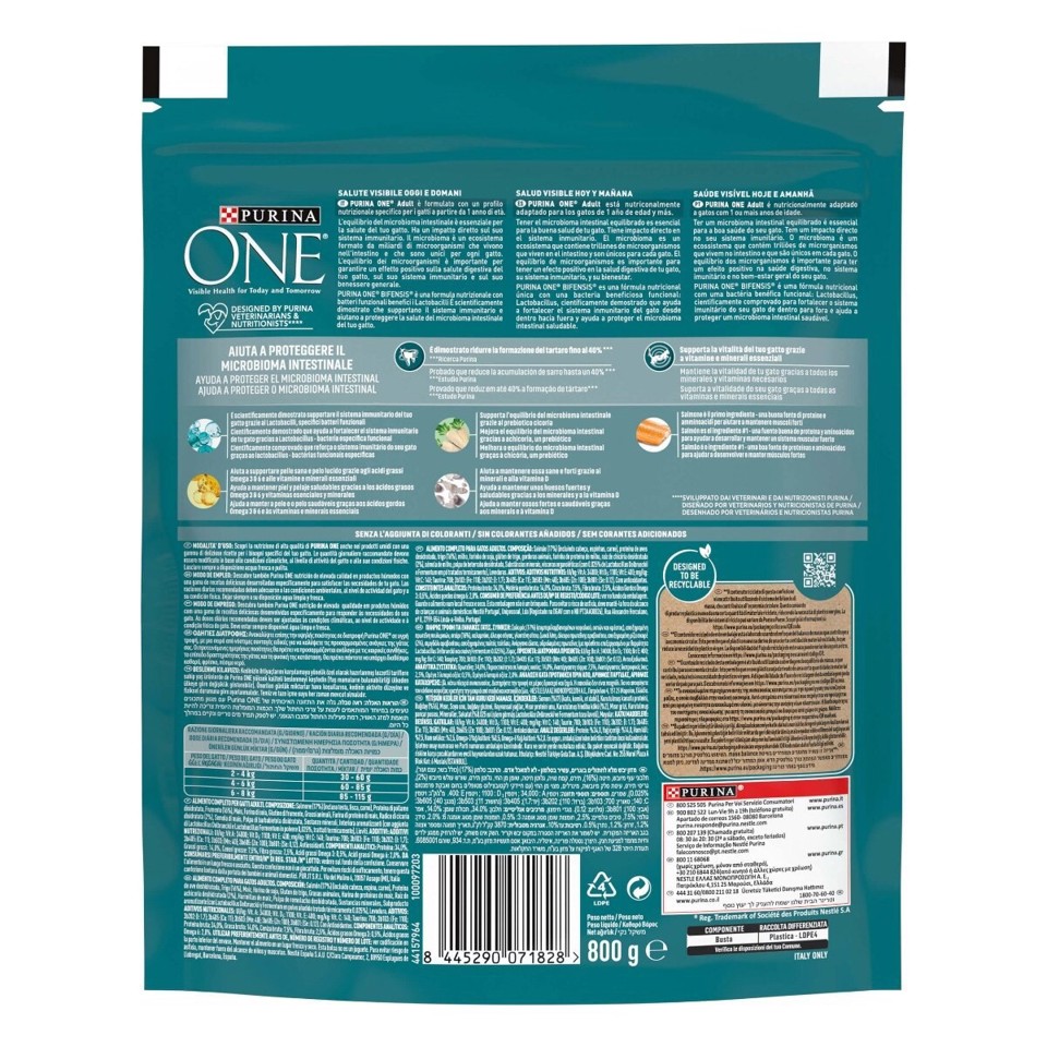 Purina ONE 12505695 Bifensis cibo secco per gatto Adulto Salmone 800 g
