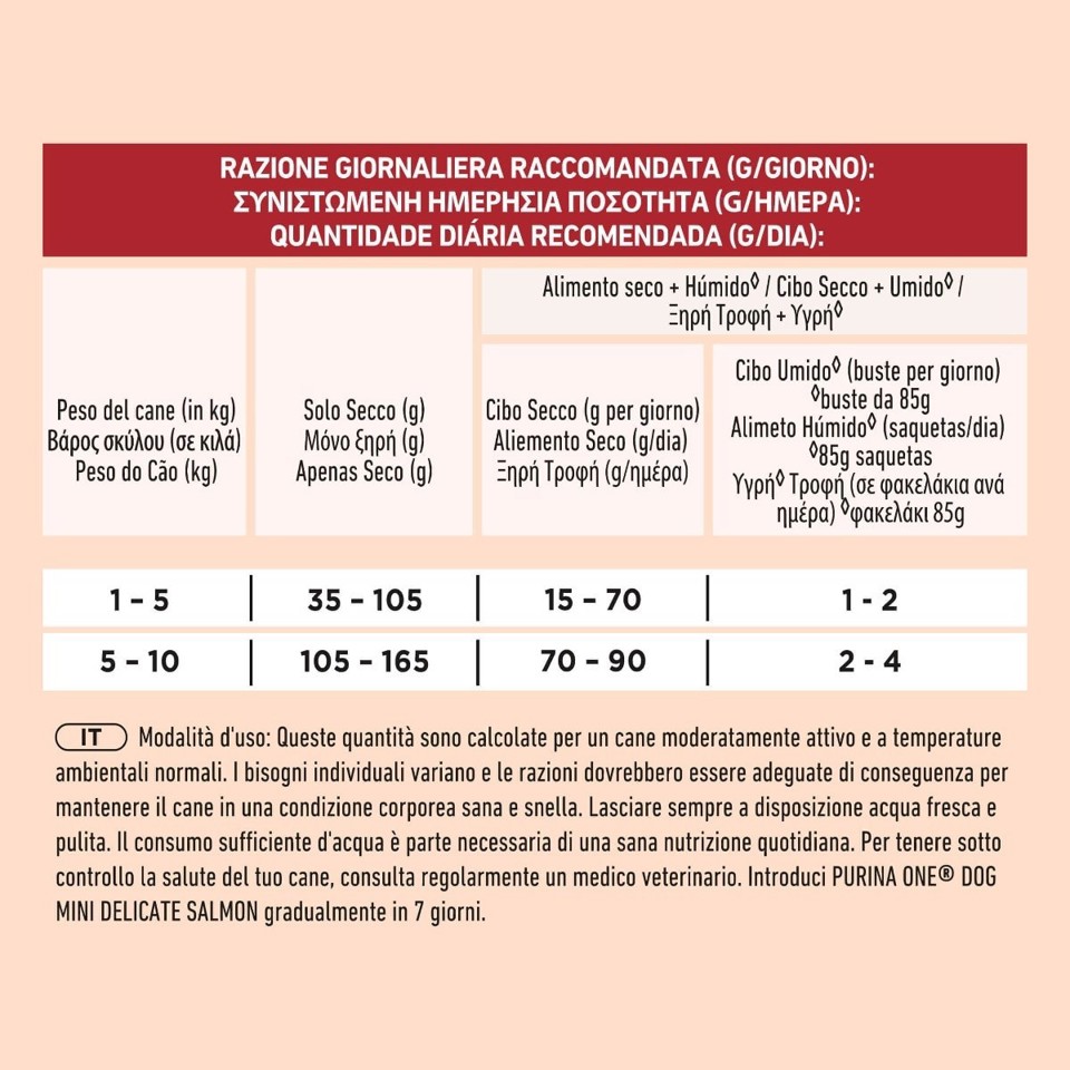 Purina ONE 12511356  cibo secco per cani Adulti 5-10kg Salmone, Riso 800 g