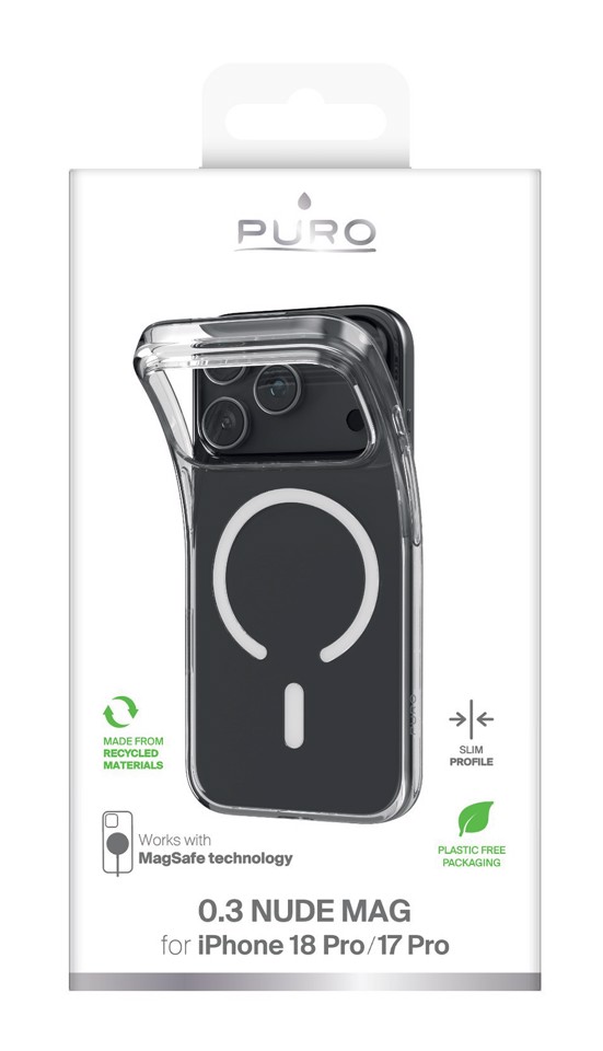 PURO 03 Nude Mag custodia per cellulare 16 cm (6.3") Cover Trasparente, Bianco
