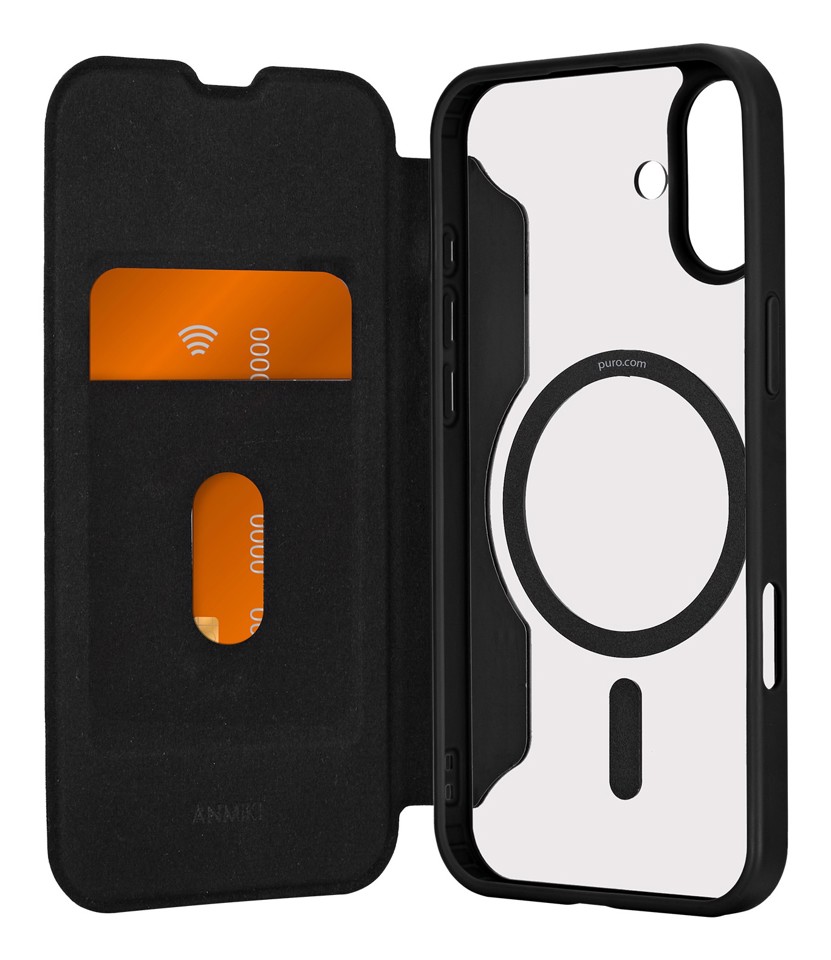 PURO Book Mag 2 custodia per cellulare 17 cm (6.7") Custodia a libro Nero, Trasparente