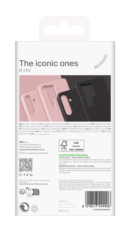 PURO ICON custodia per cellulare 17 cm (6.7") Cover Nero