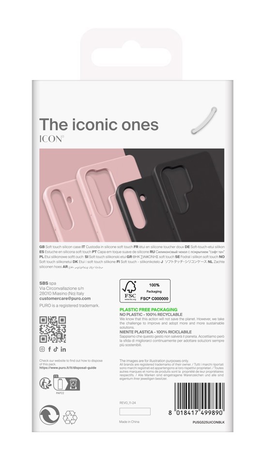 PURO ICON custodia per cellulare 17,5 cm (6.9") Cover Nero