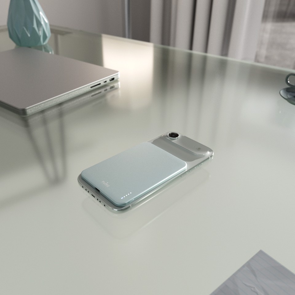 PURO Lite Slim Power Mag Polimeri di litio (LiPo) 3000 mAh Carica wireless Blu