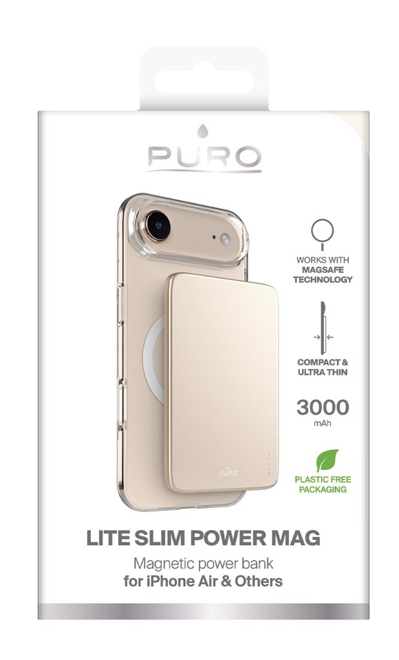 PURO Lite Slim Power Mag Polimeri di litio (LiPo) 3000 mAh Carica wireless Oro