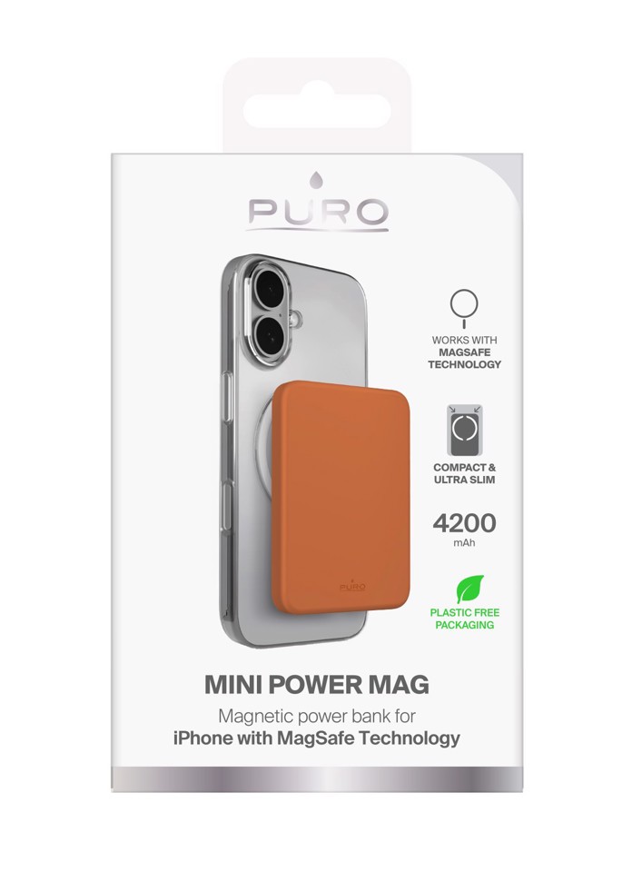 PURO Mini Power Mag Polimeri di litio (LiPo) 4200 mAh Carica wireless Arancione